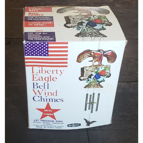 No Brand Other - Vintage July 4TH Patriotic Liberty Eagle Bell Wind Chimes - HTF! Reliance